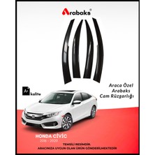 Arabaks Honda Civic 2016-2020 Cam Rüzgarlığı 4'lü Takım (Mugen Tip, Dayanıklı Malzeme, Kolay Montaj)