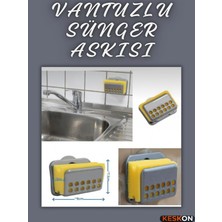 Keskon Bulaşık Süngeri Askısı – Yapışkanlı Vantuzlu Lavabo Tutacağı, Pratik Mutfak Düzenleyici