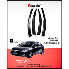 Arabaks Honda Civic 2006-2012 Cam Rüzgarlığı 4'lü Takım Mugen Tip Dayanıklı Malzeme Kolay Montaj