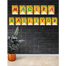 heptex Macera Başlıyor Karton Bayrak Sticker  14 Adet A5
