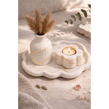 Pelius Mini Vazo, Dekoratif Tabak ve Çiçek Formlu Mumluk, 3’lü Dekoratif Set
