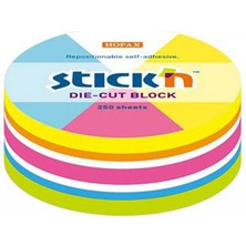  hopax stickn 67x67mm neon yuvarlak yapışkanlı not kağıdı notblok 250 yaprak