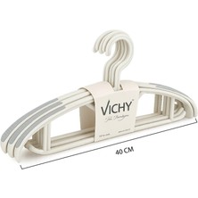 Vichy 5’li Kaymaz Yüzeyli Askı 40 cm – Krem Renk Elbise & Gömlek Askısı VCH-7024