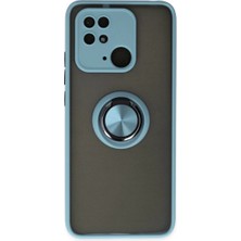 Alkar Ticaret Xiaomi Redmi 10C Kılıf Montreal Yüzüklü Silikon Kapak - Buz Mavi