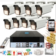 Bises 8 Li Araç Insan Yüz Tanımalı Hareket Algılayan 5 Mp Lens 12 Warm LED Gece Renkli Kamera Seti 5915W-PLS