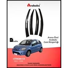 Arabaks Citroen C3 2002-2008 Cam Rüzgarlığı 4’lü Takım Dayanıklı Malzeme Kolay Montaj Siyah