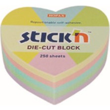  hopax stickn 64x67mm pastel kalp yapışkanlı not kağıdı notblok 250 yaprak