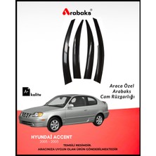 Arabaks Hyundai Accent 2003-2005 Cam Rüzgarlığı 4'lü Takım (Mugen Tip, Dayanıklı Malzeme, Kolay Montaj)