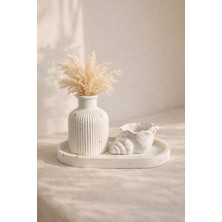 Pelius Bohem Minimal Vazo, Deniz Kabuğu ve Dekoratif Tepsi Seti, 3’lü Dekoratif Set,