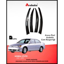Arabaks Honda Civic 2001-2005 Cam Rüzgarlığı 4'lü Takım Dayanıklı Malzeme Kolay Montaj Uyumlu