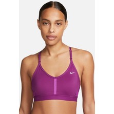 Nike Dri Fit Indy V Neck Light Support Womens Bra Purple Kadın Sporcu Sütyeni Mor