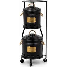 Yıldıray Metal Metal Galvaniz 2 Katlı Ekonomik Patates Soğan Saklama Kovası Siyah