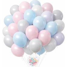 Joyane Mavi Pembe Çakıl Renk Balon Seti | 24 Parça A Kalite Balon, Parti ve Doğum Günü Seti