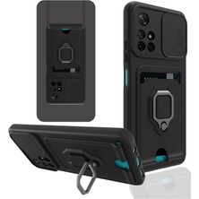 Alkar Ticaret Xiaomi Redmi Note 11T Kılıf Zuma Kartvizitli Yüzüklü Silikon - Siyah