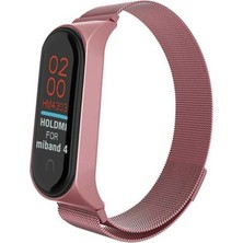 Alkar Ticaret Xiaomi Mi Band 4 Metal Mıknatıslı Kordon - Rose