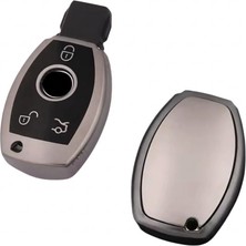 Nuveden Mercedes E Seri Uyumlu Smart 3 Buton Silikon Oto Anahtar Kumanda Kabı Kılıf Gri