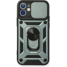 Nuveden Iphone 12 Mini Kılıf Pars Lens Yüzüklü Silikon - Yeşil