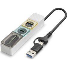 Venüs Shopping HDX7058 Type-C USB 3.0 Hub Kart Okuyucu 4 Port 5 Gbps - Beyaz