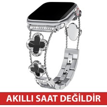 Dexmon Huawei Watch Fit 3 / Fit 4 / Fit 4 Pro / Fit 5 / Fit 5 Pro Uyumlu Lüks Taşlı Çiçekli Metal Kordon Şık Kadın Saat Kayışı