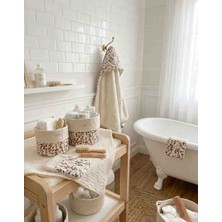 Drsn Ticaret Nünüco Tasarım 5 Parça Bebek Bakım Seti - Organik Desenli Müslin Havlu, Kese ve Organizer Sepet Seti