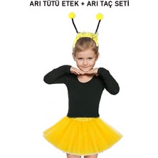 Nuveden Ieg™ Gösteriler Için Sarı Arı Tütü Etek ve Sarı Ponponlu Arı Taç Seti