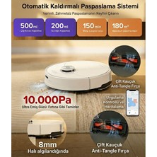 Roborock 10000 Pa Emiş Güçlü Lazer Haritalamalı Titreşimli Paspaslı Çift Rulolu Fırçalı Otomatik Paspas Kaldıran Islak Kuru Akıllı Robot Süpürge