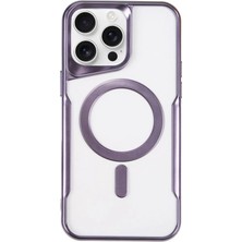 Nuveden Iphone 15 Pro Max Kılıf Boyi Magsafe Silikon Kapak - Derin Mor