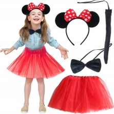 Nuveden Minnie Mouse Kostüm Seti - Etek, Taç, Kuyruk, Papyon