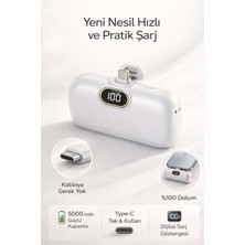 FaroxTech 5000 Mah Mini Taşınabilir Powerbank 22.5W Hızlı Şarj Tak-Kullan - Type-C Uyumlu Dijital Göstergeli