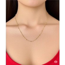 Famemus Accessory Zarif Gold Detaylı Zincir Kolye