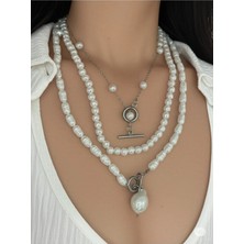 Famemus Accessory Zirkon Taş Detaylı Halka Model Kadın Çelik Kolye
