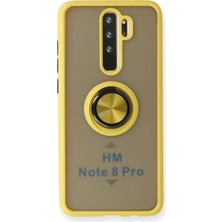 Nuveden Xiaomi Redmi Note 8 Pro Kılıf Montreal Yüzüklü Silikon Kapak - Sarı