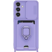 Nuveden Samsung Galaxy S25 Plus Kılıf Zuma Kartvizitli Yüzüklü Silikon - Lila