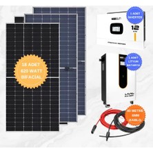 Kamusolar Mexxsun 12KW Premium 48V Solar Paket Sistem | 51,2V 300AH Lifepo4 Lityum Akü + Alfa 620W Bifacial Güneş Paneli + 6mm Kablo + Nakliye