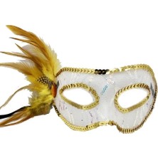 Nuveden Altın Yandan Tüylü Pul Payet Parti Maskesi