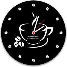 heptex Kişiye Özel Hediyelik Kahve Temalı Duvar Saati