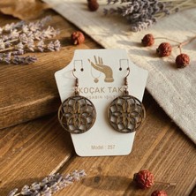 Koçak Takı Ahşap Küpe Modern Özgün Minimalist Takı Model No 257
