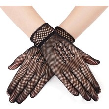 Nuveden Ieg™ Siyah Renk Likralı File Eldiven Parmaklı Örgü Eldiven Yetişkin Boy