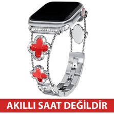 Dexmon Huawei Watch Fit 3 / Fit 4 / Fit 4 Pro / Fit 5 / Fit 5 Pro Uyumlu Lüks Taşlı Çiçekli Metal Kordon Şık Kadın Saat Kayışı