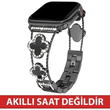 Dexmon Huawei Watch Fit 3 / Fit 4 / Fit 4 Pro / Fit 5 / Fit 5 Pro Uyumlu Lüks Taşlı Çiçekli Metal Kordon Şık Kadın Saat Kayışı