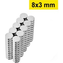 Nuveden 10 Adet 8X3MM Yuvarlak Neodyum Mıknatıs Güçlü Nikel Kaplamalı Kaliteli Dayanıklı Magnet