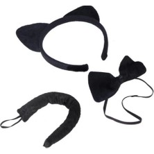 Nuveden Kedi Kostüm Taç Kuyruk Papyon Seti Karışık