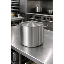 Net Çelik Kapaklı  Endüstriyel Silindir Tencere 28X28 cm 10 Litre