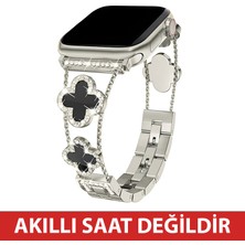 Dexmon Huawei Watch Fit 3 / Fit 4 / Fit 4 Pro / Fit 5 / Fit 5 Pro Uyumlu Lüks Taşlı Çiçekli Metal Kordon Şık Kadın Saat Kayışı