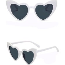 Nuveden Beyaz Renk Kalp Şekilli Parti Gözlüğü