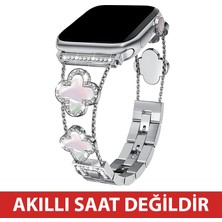 Dexmon Huawei Watch Fit 3 / Fit 4 / Fit 4 Pro / Fit 5 / Fit 5 Pro Uyumlu Lüks Taşlı Çiçekli Metal Kordon Şık Kadın Saat Kayışı
