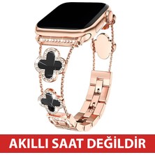 Dexmon Huawei Watch Fit 3 / Fit 4 / Fit 4 Pro / Fit 5 / Fit 5 Pro Uyumlu Lüks Taşlı Çiçekli Metal Kordon Şık Kadın Saat Kayışı