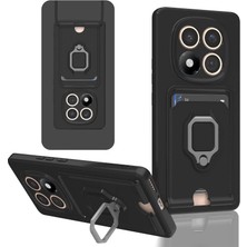 Nuveden Xiaomi Redmi Note 14 Pro Plus Kılıf Zuma Kartvizitli Yüzüklü Silikon - Siyah