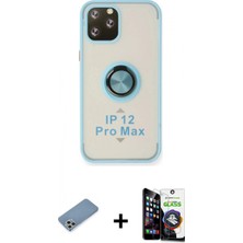 İlk El Grup Ieg™ iPhone 12 Pro Max Kılıf Yörünge Çizgi - Şeffaf Temperli Cam Ekran Koruyucu + Gümüş Shine Kamera Lens Koruma Cam