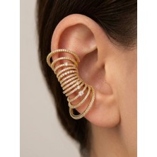 Zirkon Çok Taşlı Halka Gold Earcuff Kıkırdak Küpe